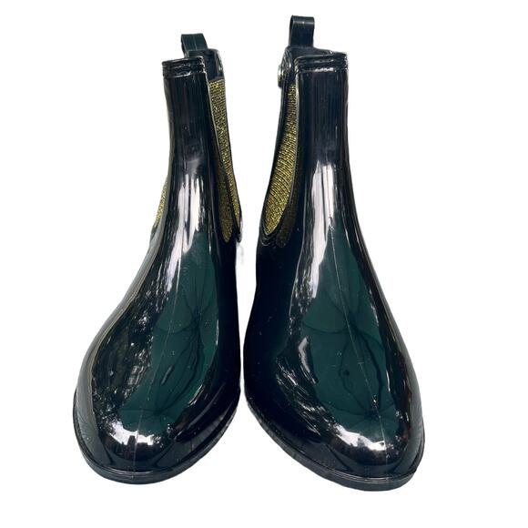 SILKY TOES Gold and Black Ankle Rain Boots Size 41 US 10 / 10.5 - Picture 4 of 7